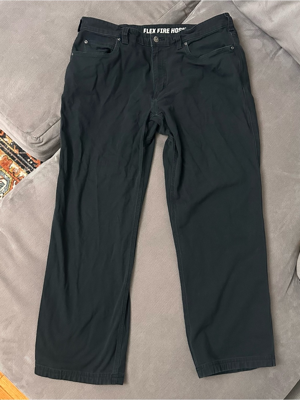 DULUTH TRADING Flex Fire Hose Canvas Pants Mens 36 X 30 Standard Fit Black